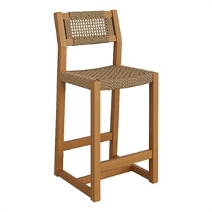 Reed 40 Inch Outdoor Outdoor Teak Wood Counter Stool in Natural