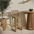 Reed 44 Inch Outdoor Outdoor Teak Wood Rattan Bar Stool in Natural