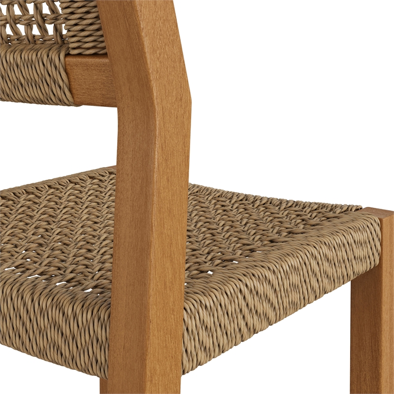 Reed 44 Inch Outdoor Outdoor Teak Wood Rattan Bar Stool in Natural