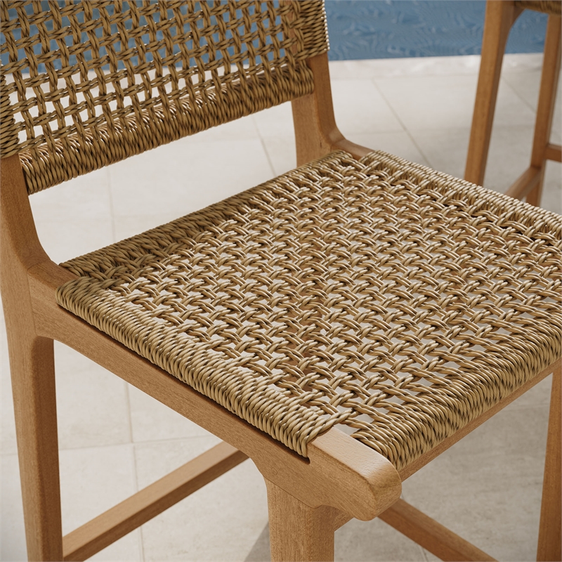 Rowe Outdoor Teak Wood Counter Chairs Set of 2 in Natural