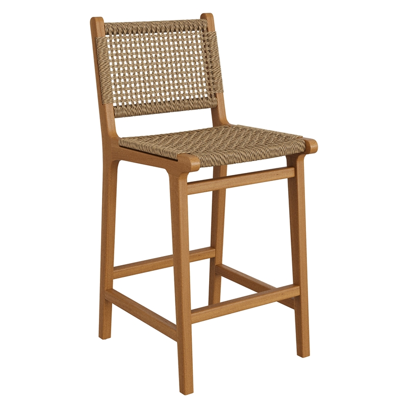 Rowe Outdoor Teak Wood Counter Chairs Set of 2 in Natural