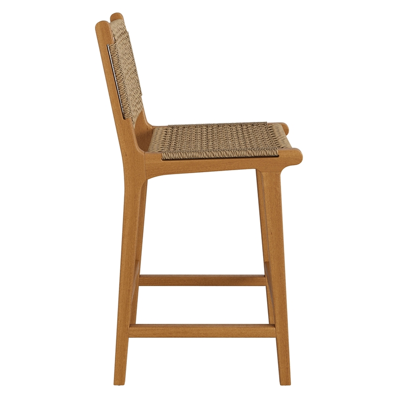 Rowe Outdoor Teak Wood Counter Chairs Set of 2 in Natural