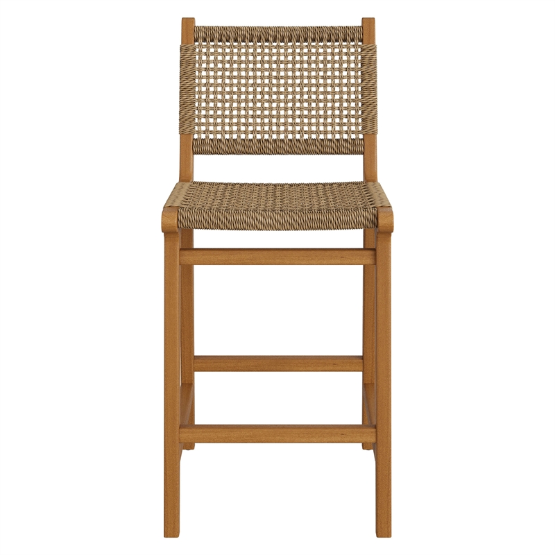 Rowe Outdoor Teak Wood Counter Chairs Set of 2 in Natural