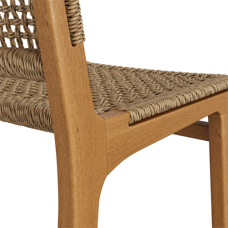 Rowe Outdoor Teak Wood Counter Chairs Set of 2 in Natural