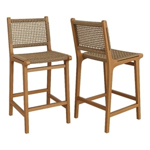 Rowe Outdoor Teak Wood Counter Chairs Set of 2 in Natural