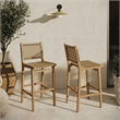 Rowe Outdoor Teak Wood Bar Chairs Set of 2 in Natural
