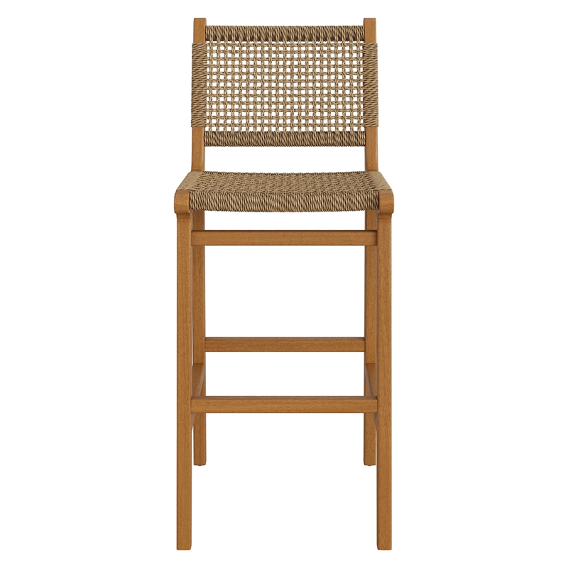 Rowe Outdoor Teak Wood Bar Chairs Set of 2 in Natural