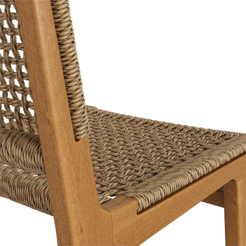 Rowe Outdoor Teak Wood Bar Chairs Set of 2 in Natural