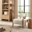 Zinnia Striped Fabric Upholstered Accent Chair in Oatmeal Stripe