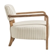 Zinnia Striped Fabric Upholstered Accent Chair in Oatmeal Stripe