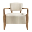 Zinnia Striped Fabric Upholstered Accent Chair in Oatmeal Stripe