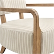 Zinnia Striped Fabric Upholstered Accent Chair in Oatmeal Stripe