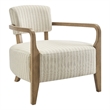 Zinnia Striped Fabric Upholstered Accent Chair in Oatmeal Stripe
