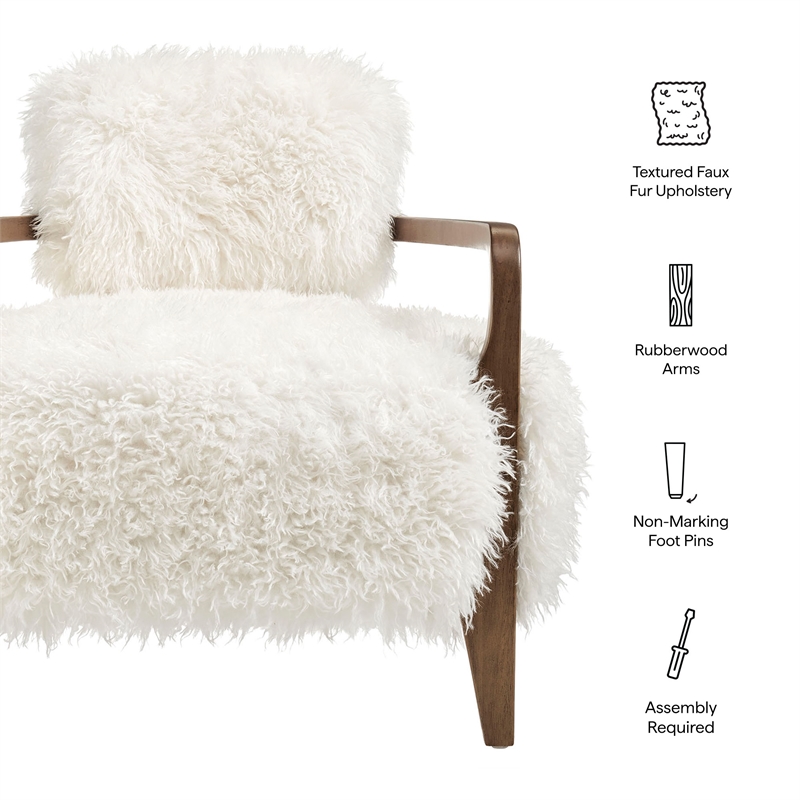 Zinnia Faux Fur Accent Chair in White