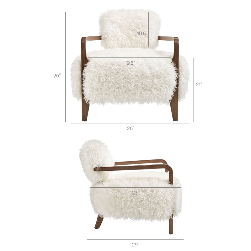 Zinnia Faux Fur Accent Chair in White
