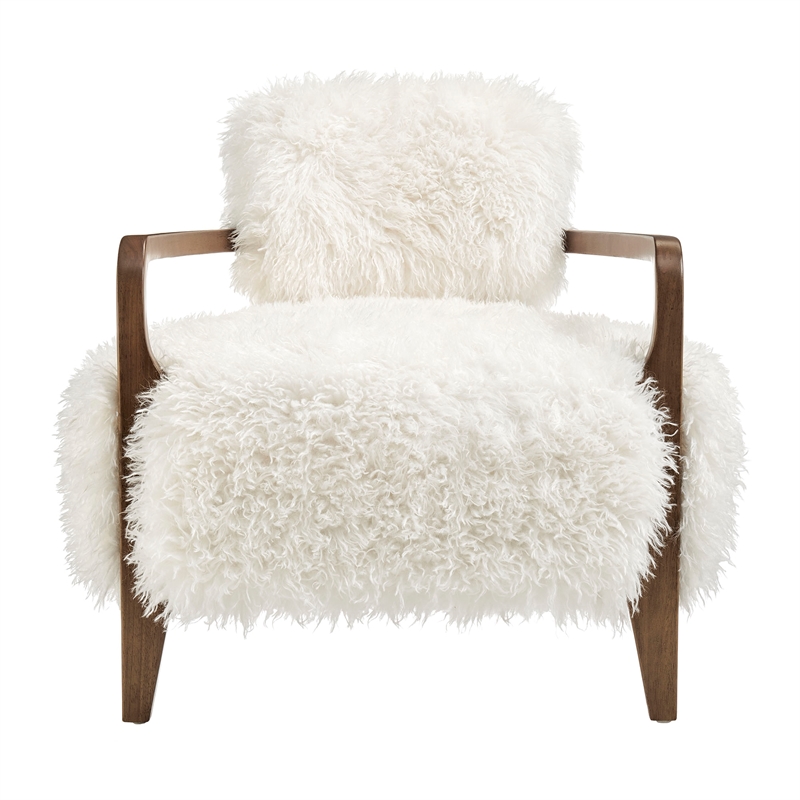 Zinnia Faux Fur Accent Chair in White