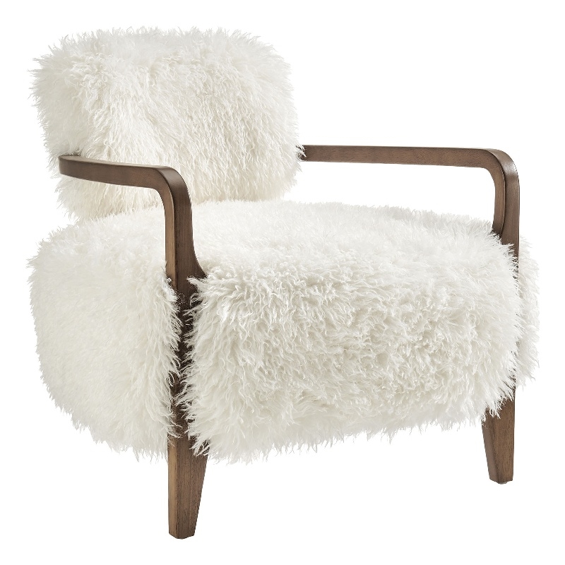 Zinnia Faux Fur Accent Chair in White