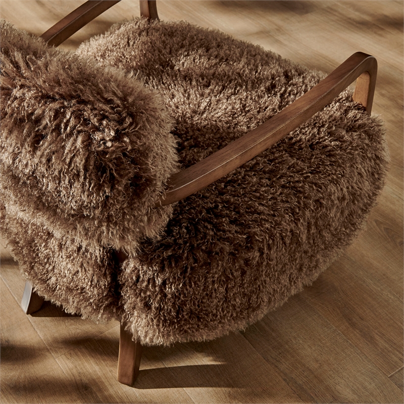 Zinnia Faux Fur Accent Chair in Brown