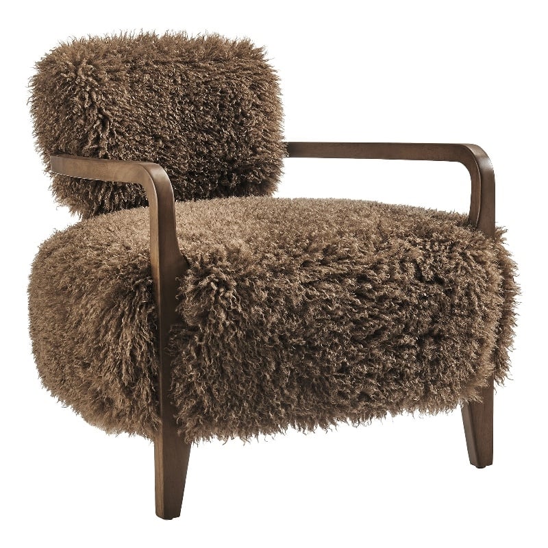 Zinnia Faux Fur Accent Chair in Brown