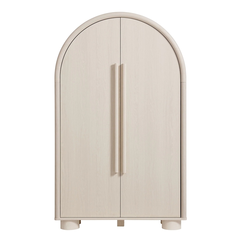 Modway Bellamy Arched Fold-Out Desk Cabinet in Ash