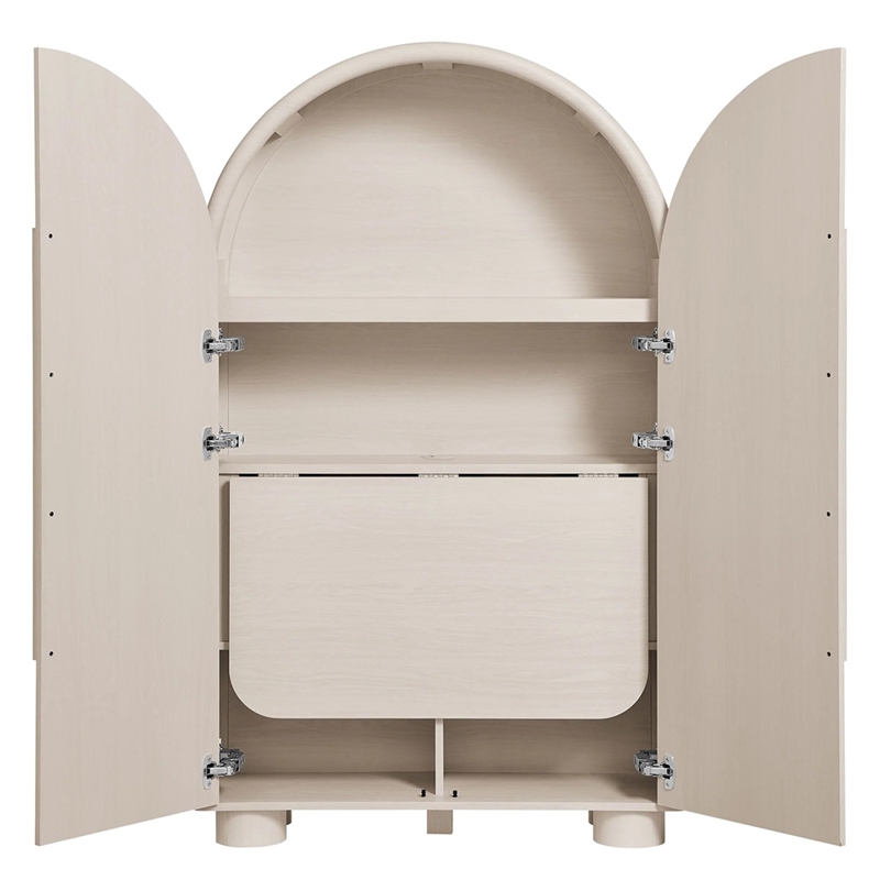 Modway Bellamy Arched Fold-Out Desk Cabinet in Ash