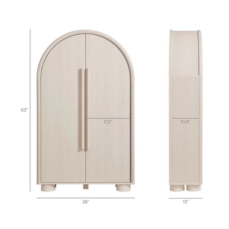 Modway Bellamy Arched Fold-Out Desk Cabinet in Ash