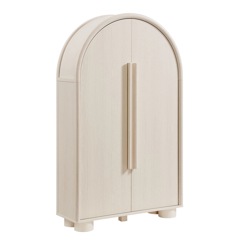 Modway Bellamy Arched Fold-Out Desk Cabinet in Ash
