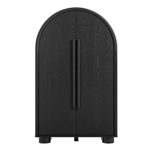 Modway Bellamy Arched Fold-Out Desk Cabinet in Black Oak