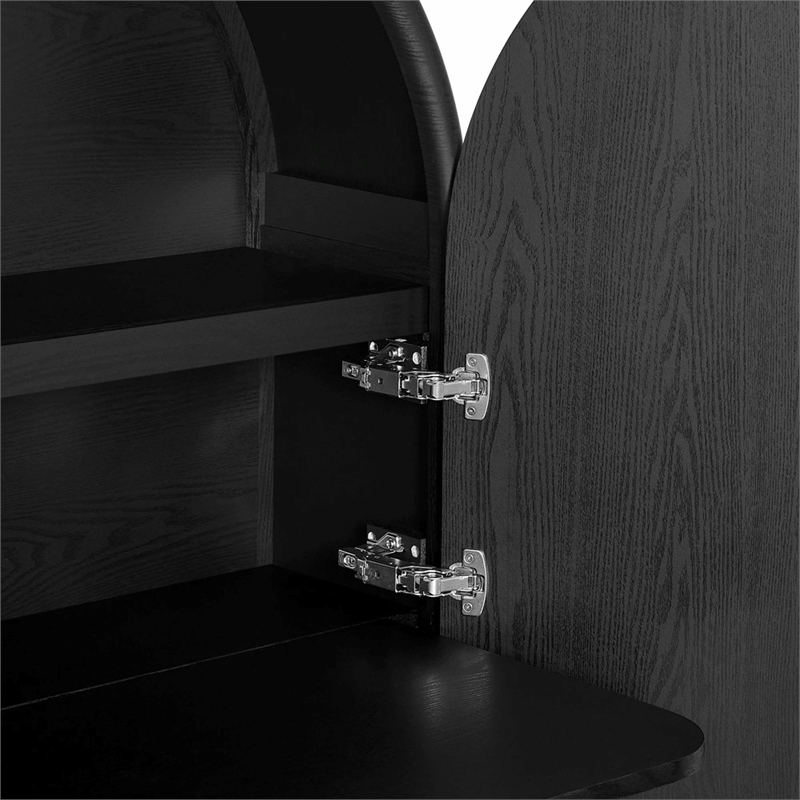 Modway Bellamy Arched Fold-Out Desk Cabinet in Black Oak