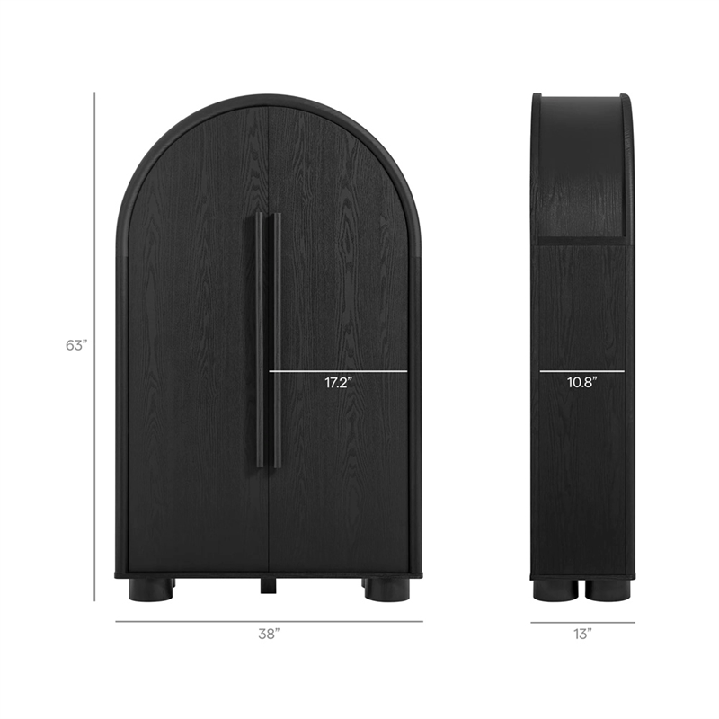 Modway Bellamy Arched Fold-Out Desk Cabinet in Black Oak