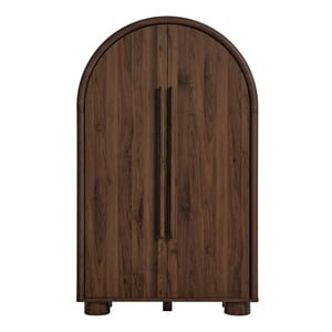 Modway Bellamy Arched Fold-Out Desk Cabinet in Walnut