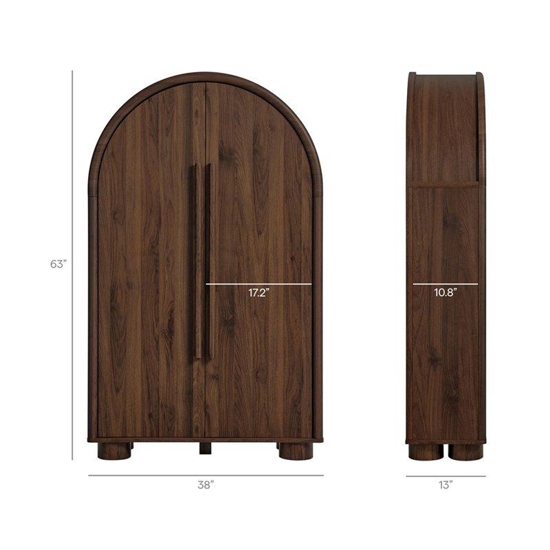 Modway Bellamy Arched Fold-Out Desk Cabinet in Walnut