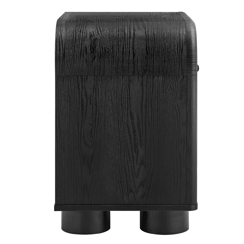 Modway Bellamy Curved 1-Drawer Nightstand in Black Oak
