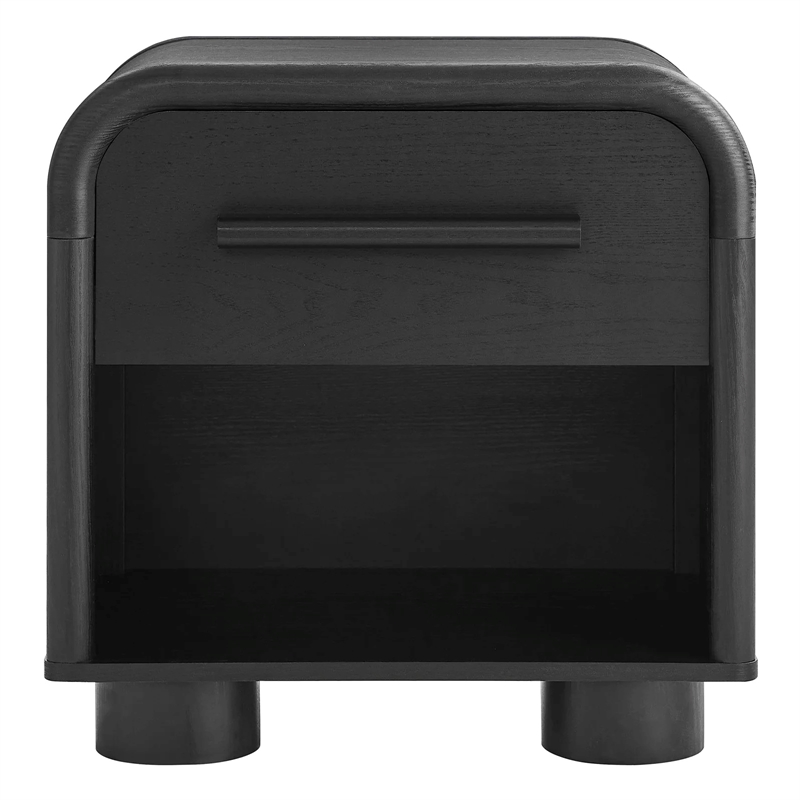 Modway Bellamy Curved 1-Drawer Nightstand in Black Oak