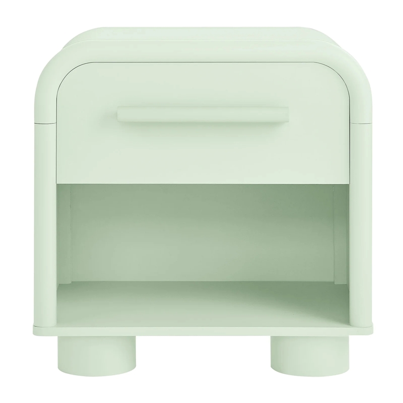 Modway Bellamy Curved 1-Drawer Nightstand in Sage