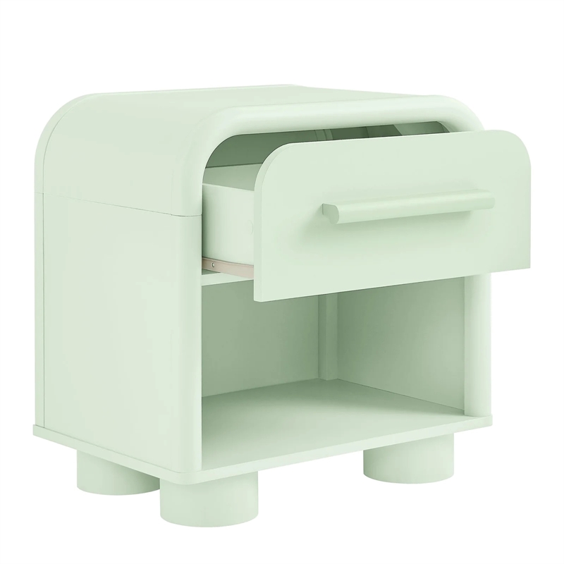 Modway Bellamy Curved 1-Drawer Nightstand in Sage
