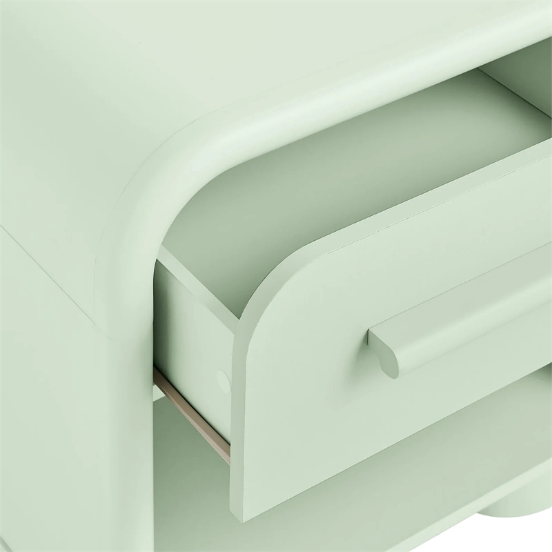 Modway Bellamy Curved 1-Drawer Nightstand in Sage
