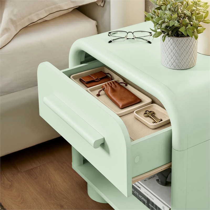 Modway Bellamy Curved 1-Drawer Nightstand in Sage