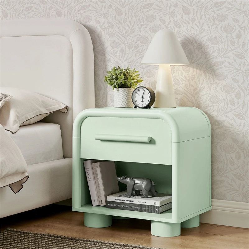 Modway Bellamy Curved 1-Drawer Nightstand in Sage