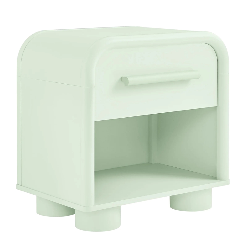 Modway Bellamy Curved 1-Drawer Nightstand in Sage