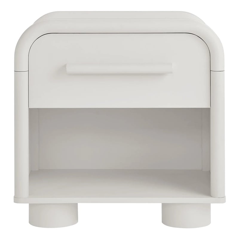 Modway Bellamy Curved 1-Drawer Nightstand in White Matte