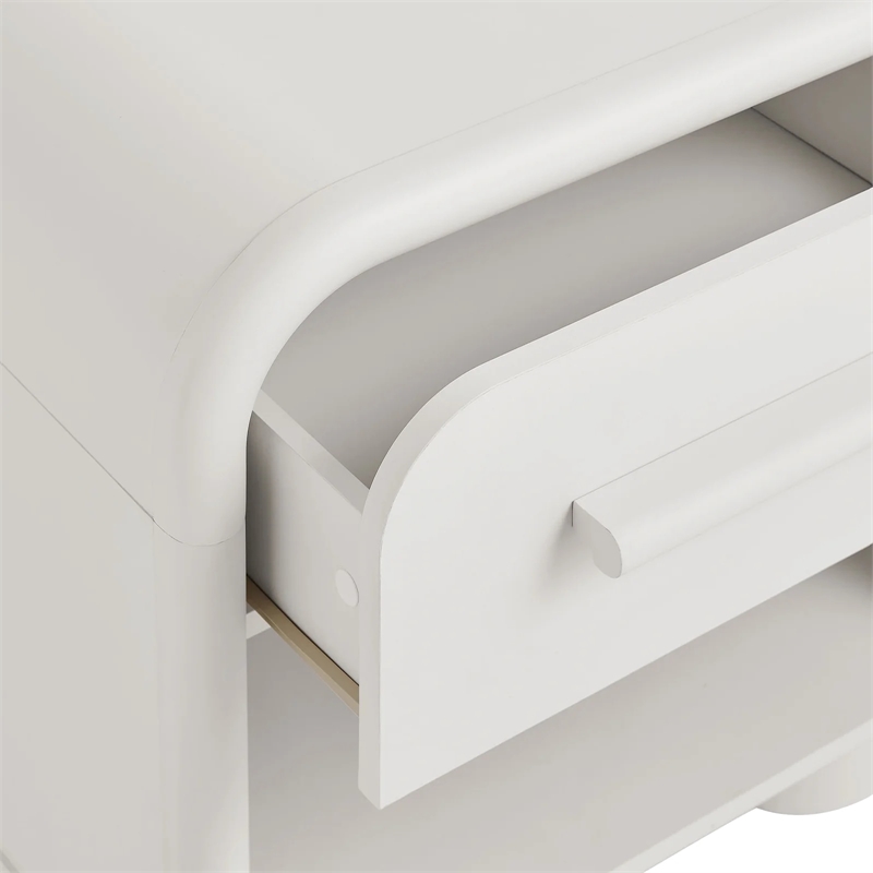 Modway Bellamy Curved 1-Drawer Nightstand in White Matte
