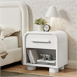 Modway Bellamy Curved 1-Drawer Nightstand in White Matte