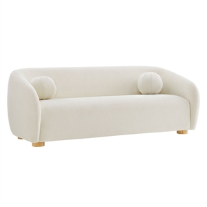 Modway Holland 85&quot Chenille Fabric Sofa in Cream