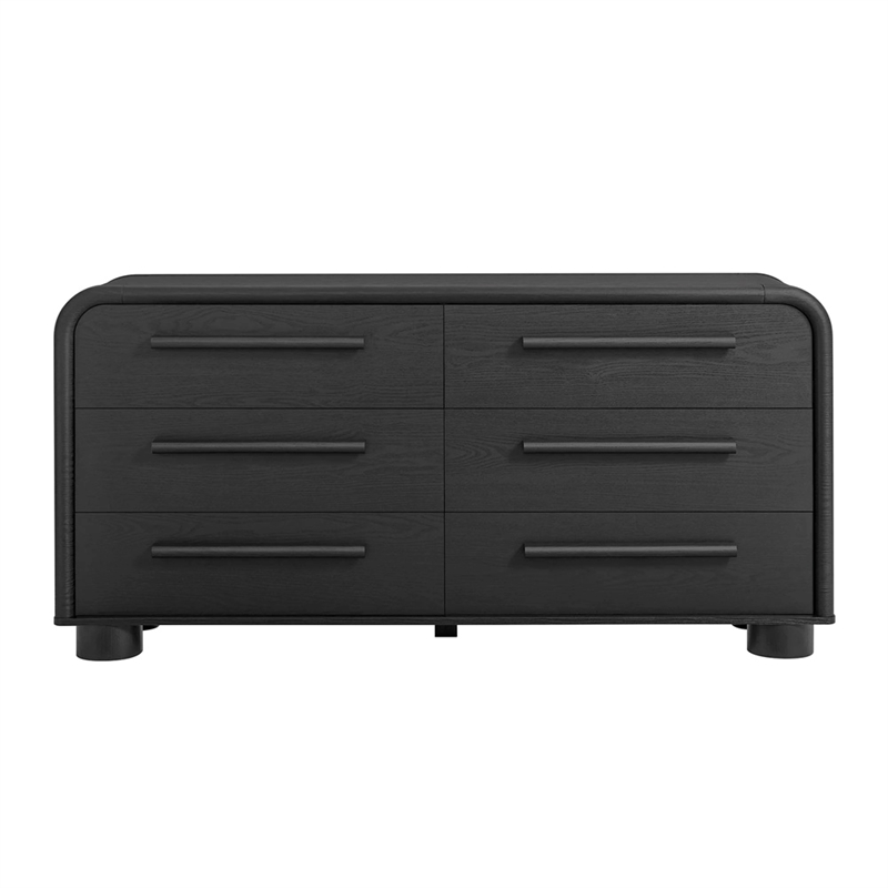 Modway Bellamy Curved 6-Drawer Dresser in Black Oak