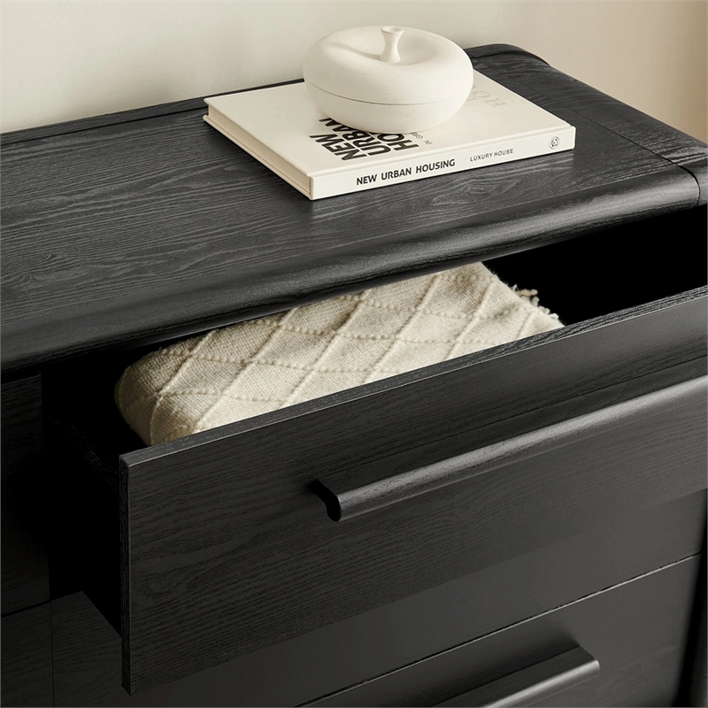 Modway Bellamy Curved 6-Drawer Dresser in Black Oak