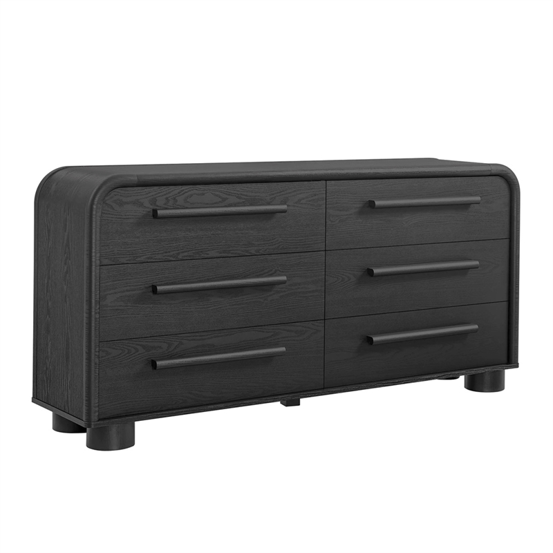 Modway Bellamy Curved 6-Drawer Dresser in Black Oak