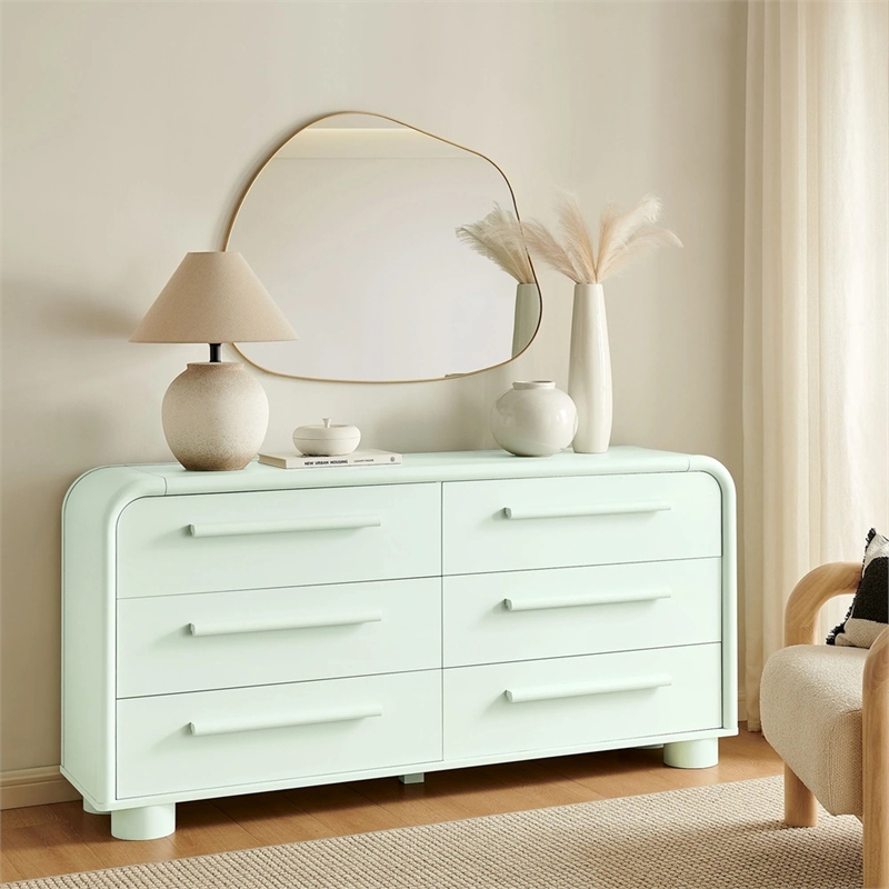 Modway Bellamy Curved 6-Drawer Dresser in Sage