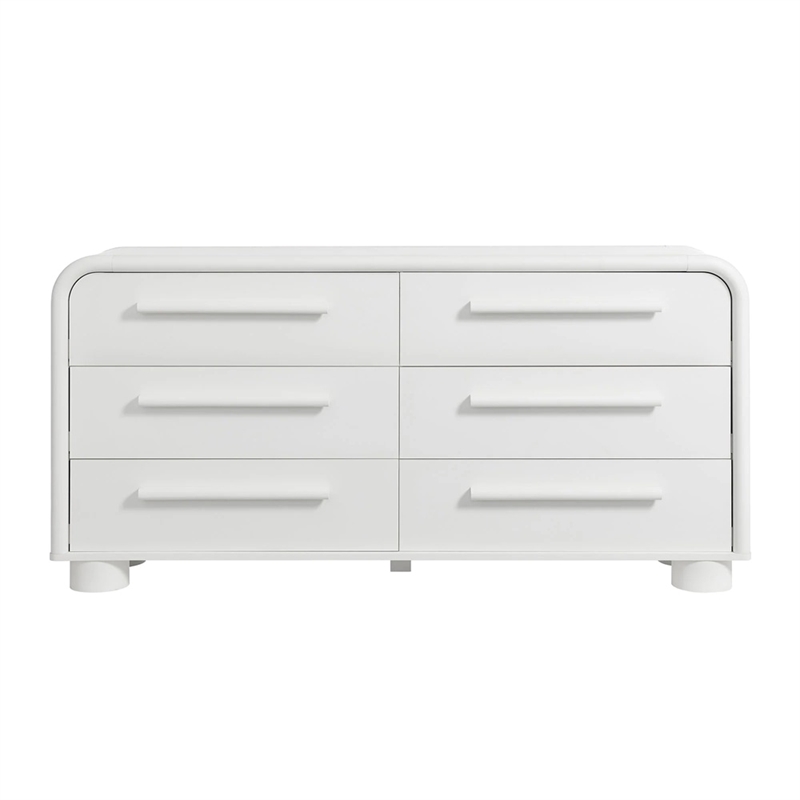 Modway Bellamy Curved 6-Drawer Dresser in White Matte