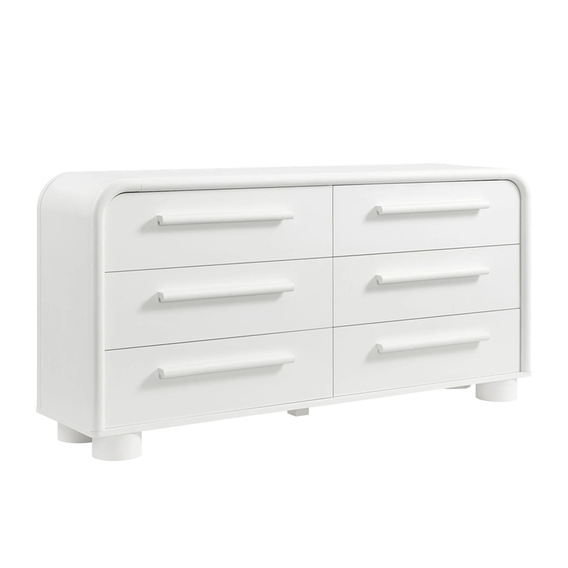 Modway Bellamy Curved 6-Drawer Dresser in White Matte